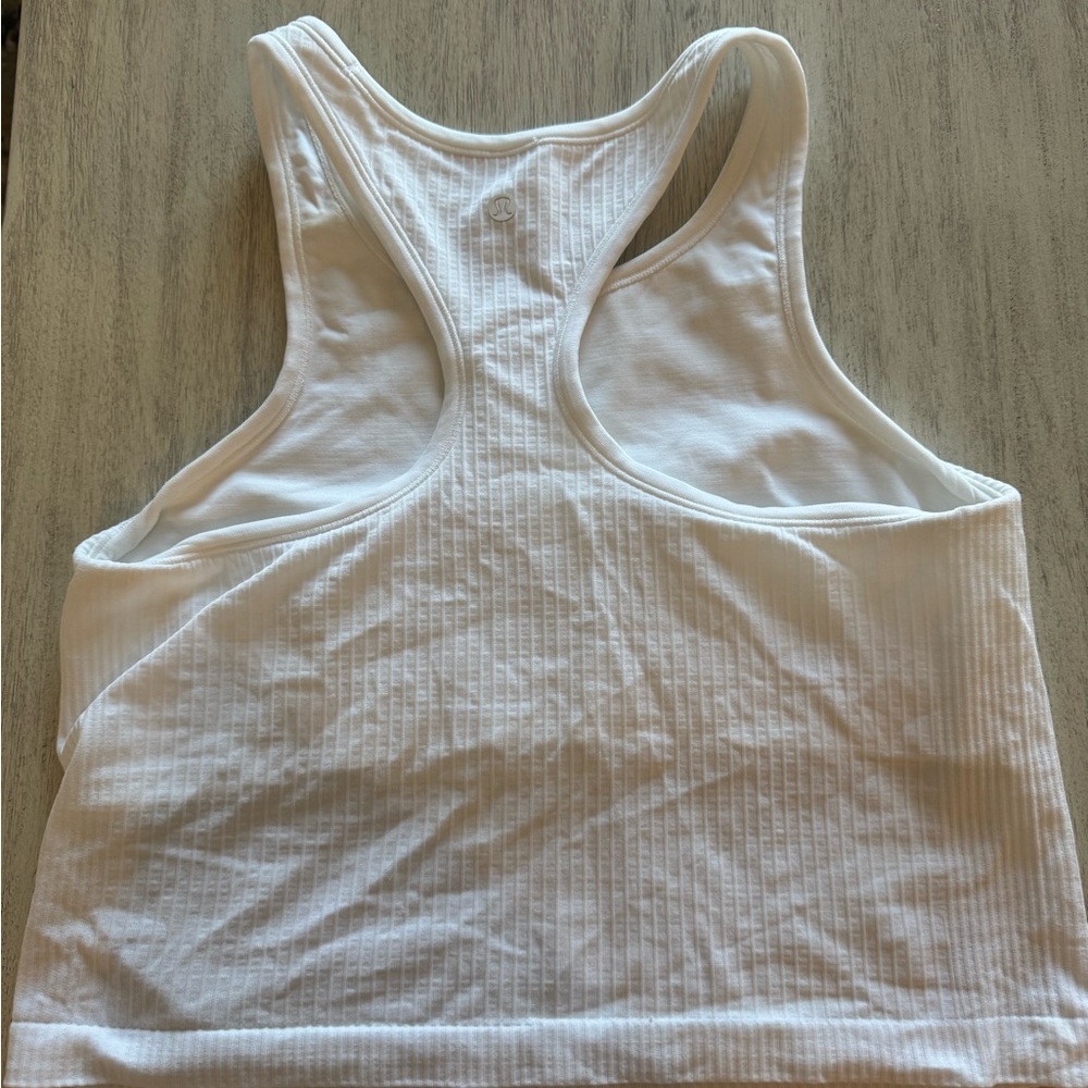 lululemon athletica White Ribbed Racerback Tank